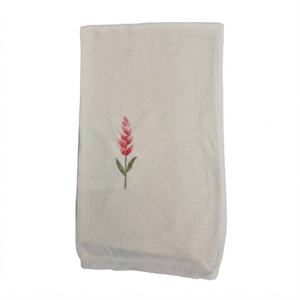 אוברול סריג צבע שמנת פרח רקמה לבנדר ורוד – תמונה 4